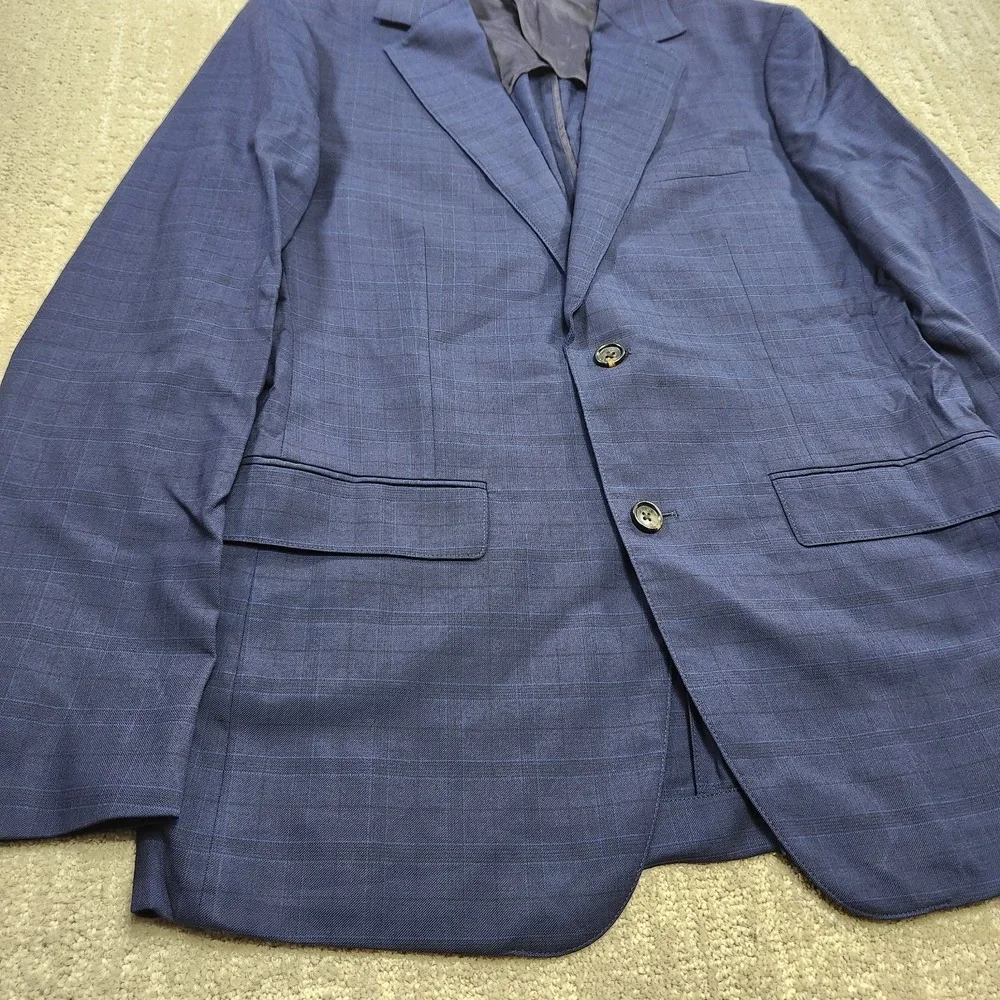 Bonobos Tollegno 1900 Blazer Jacket Mens 40R Slim Fit Blue Plaid Windowpane Wool